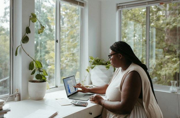 woman at remote office